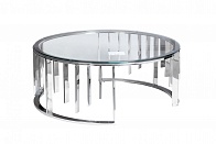13RXCT8077-SILVER Стол журнальный стекло прозр/серебро d97*38см
