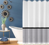 Шторка для ванной 183x213 Carnation Home Fashions Stripe White/Grey STR213GRY