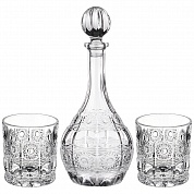 НАБОР ДЛЯ ВИСКИ "MUZA CRYSTAL" 3ПР.: ШТОФ + 2 СТАКАНА 950/300 МЛ (КОР=6НАБ.)