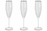Набор бокалов для шампанского Пиза серебро, 0,15 л, 6 шт