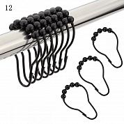 Набор из 12 крючков для шторки Carnation Home Fashions Roller Hook M Black SLM-ROL/16M
