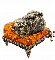 AM-1792 Фигурка "Кот на диване" (латунь, янтарь)